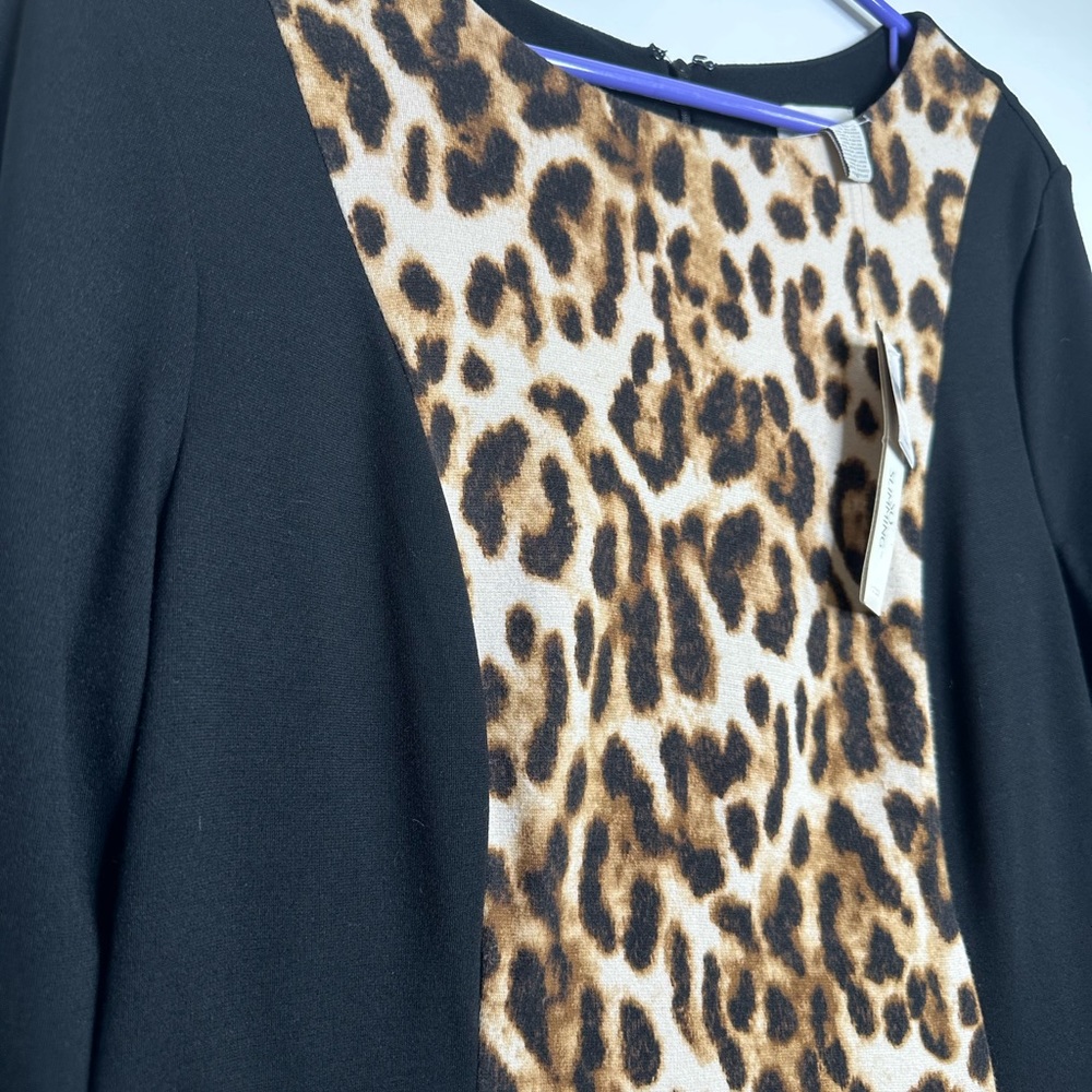Chico's Black Dress with Leopard Print Panel Size 1.5 (8-10) - Picture 5 of 10